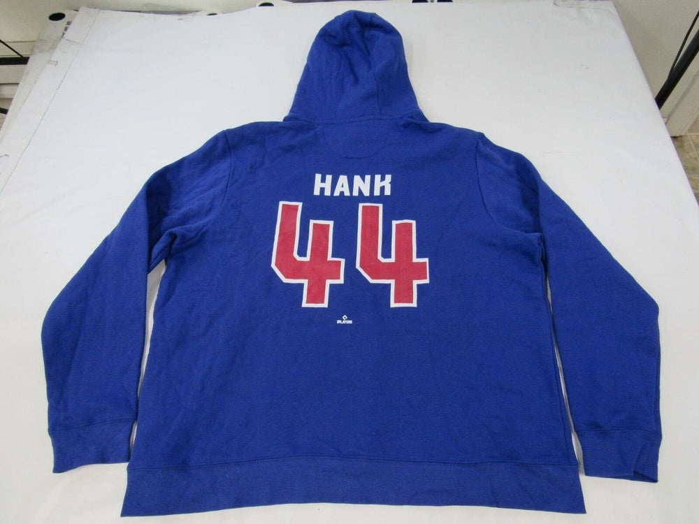 Atlanta Braves 44 Hank Aaron Mens Size 2XL 2XLarge Blue Hoodie Image 2