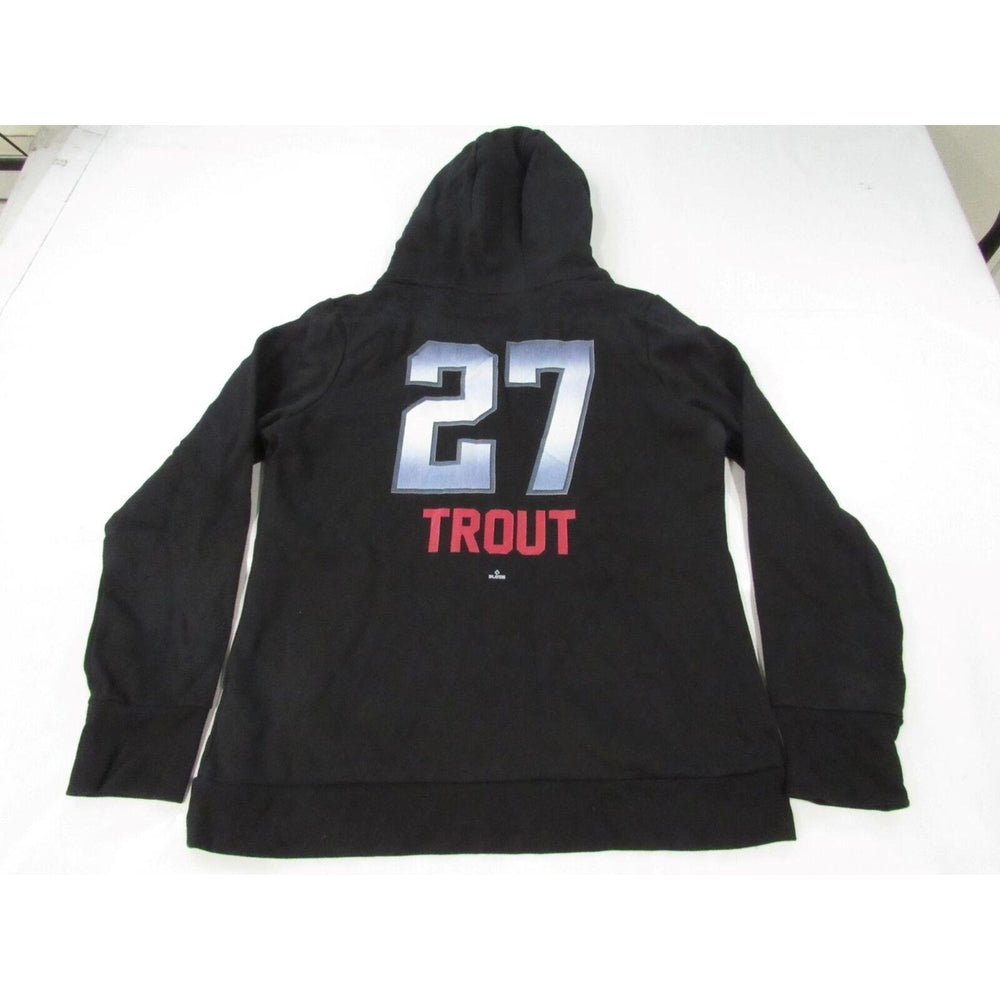 Los Angeles Angels 27 Mike Trout Womens Size L Large Black Hoodie Image 2