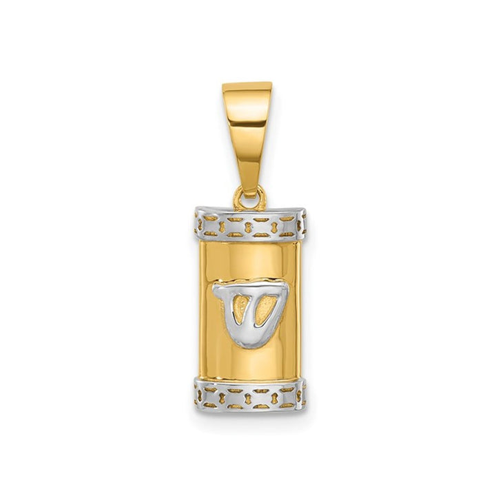 14K Yellow Gold Polished Mezuzah Pendant (No Chain) Image 1