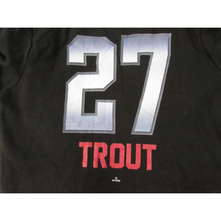 Los Angeles Angels 27 Mike Trout Womens Size L Large Black Hoodie Image 4