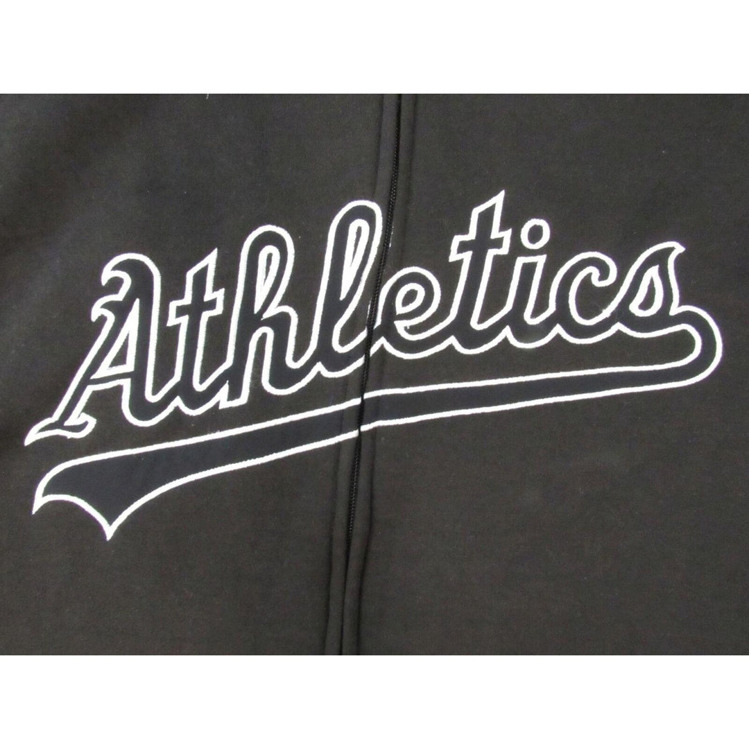 Oakland As Athletics Mens Size 4XL Black Majestic Full-Zip Jacket Hoodie Image 3