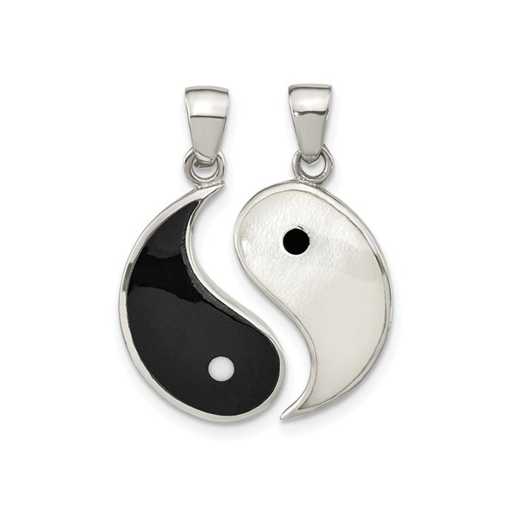 Sterling Silver Split Yin Yang Charm Pendant Necklace with Chains Image 1