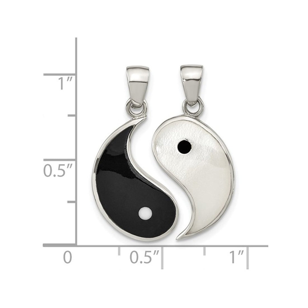 Sterling Silver Split Yin Yang Charm Pendant Necklace with Chains Image 3