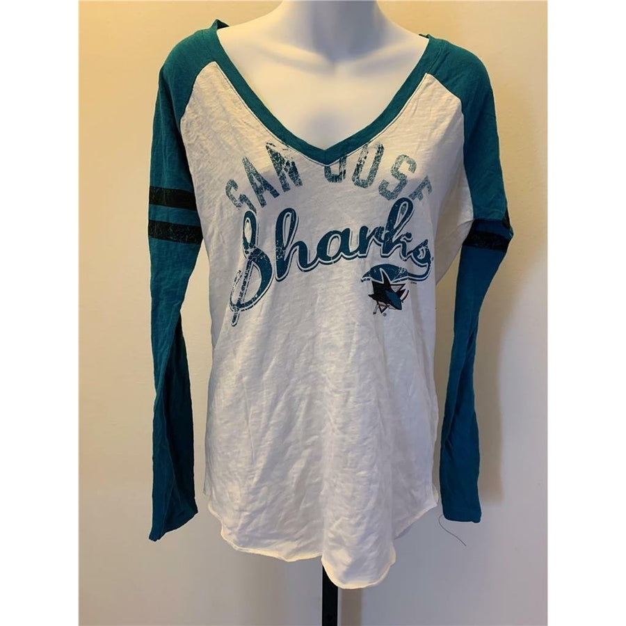 San Jose Sharks Womens Size L Large White G-III Shirt Image 1