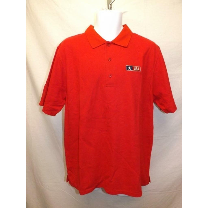 US Army USA Mens Size L Large Red Polyester Performance Polo Shirt Image 1