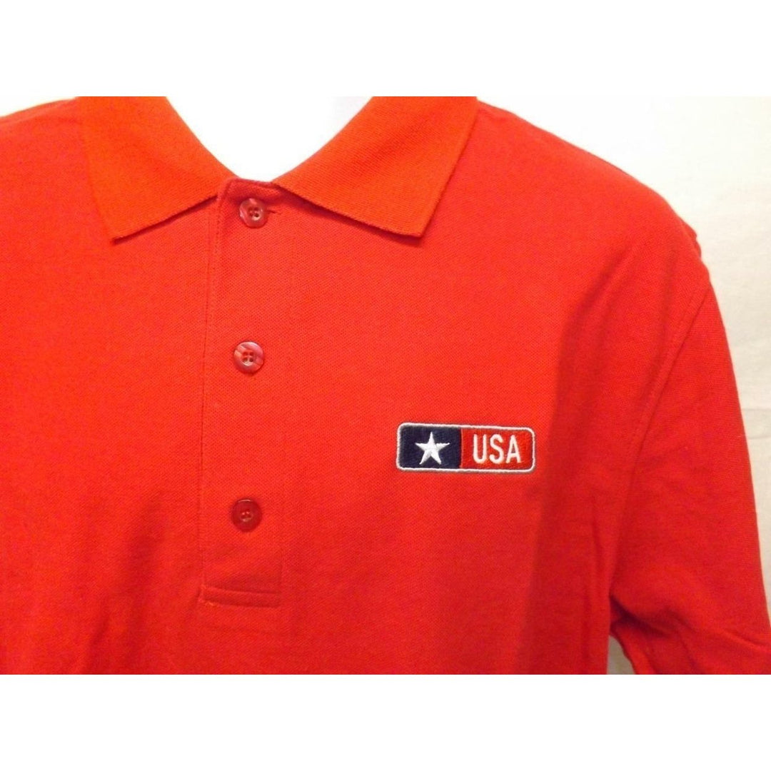 US Army USA Mens Size L Large Red Polyester Performance Polo Shirt Image 2