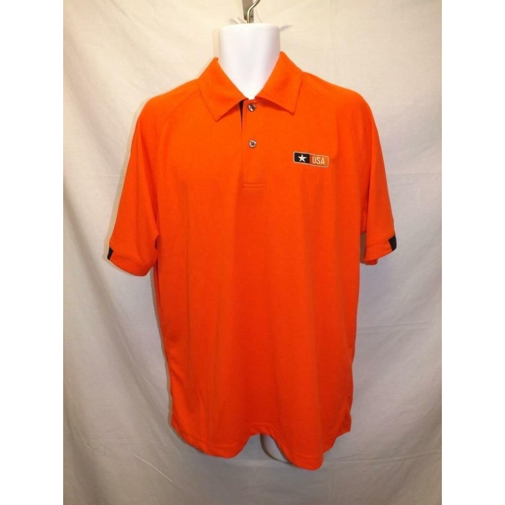 US Army USA Mens Size L Large Orange Polo Shirt Image 1