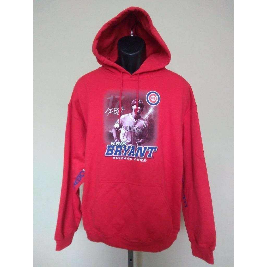 Chicago Cubs 17 Kris Bryant Mens Size L Large Red Hoodie Image 1