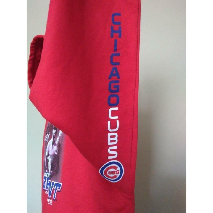 Chicago Cubs 17 Kris Bryant Mens Size L Large Red Hoodie Image 3