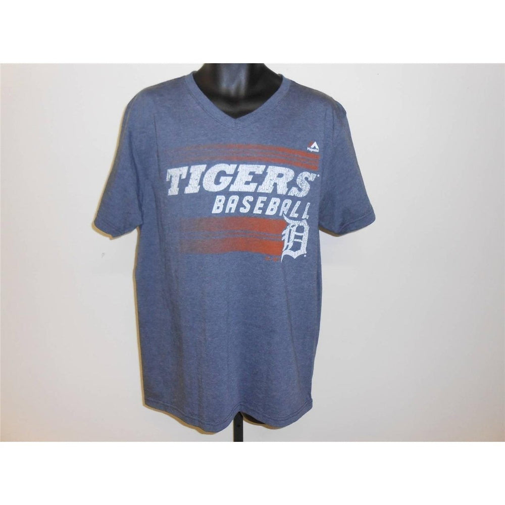 Detroit Tigers Mens L Large Majestic V-Neck Shirt Image 2