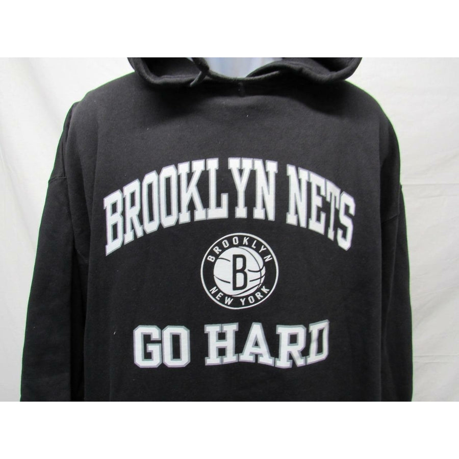 Brooklyn Nets Go Hard Mens Size 3XLT 3XL-Tall Black Majestic Hoodie Image 1