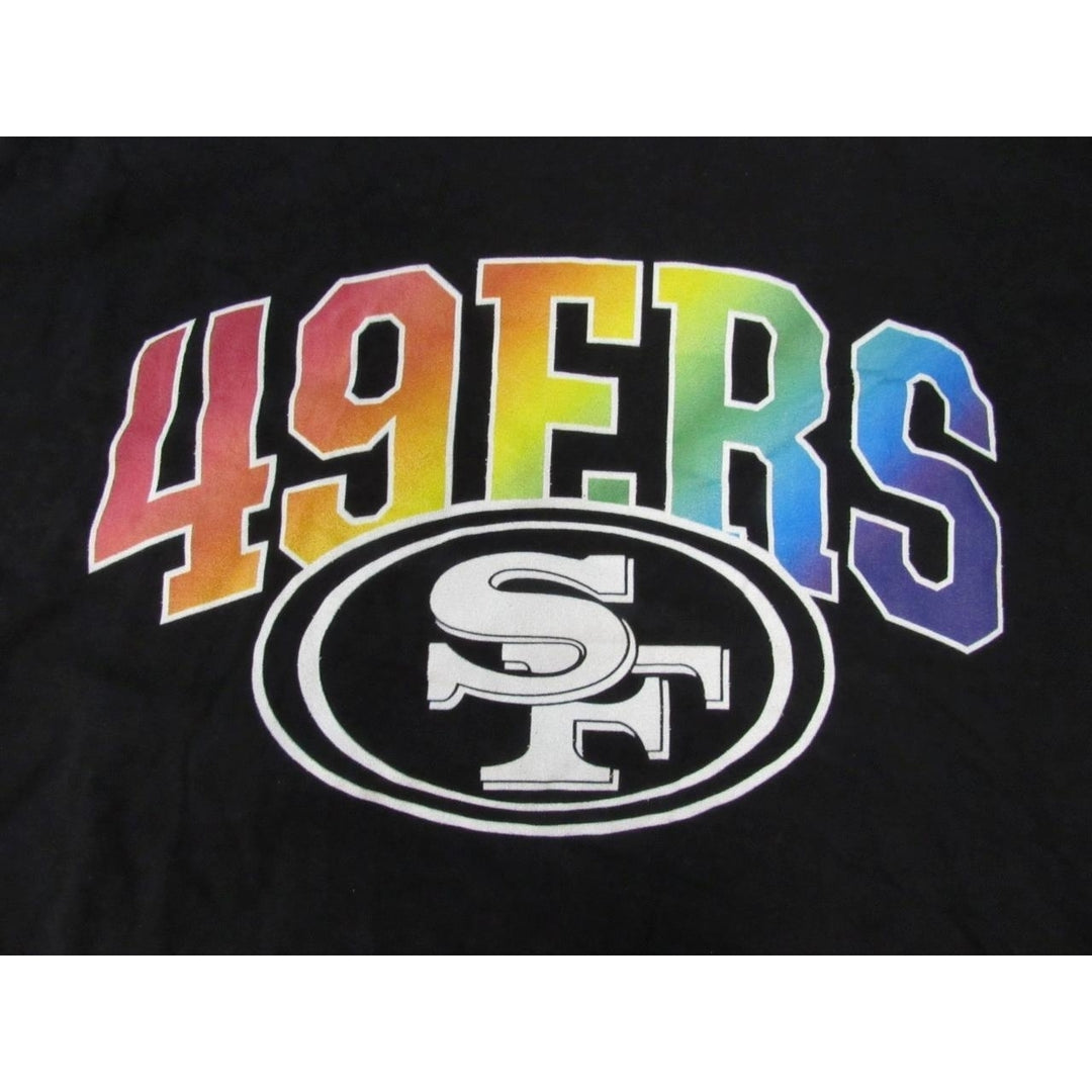 San Francisco 49ers Rainbow Print Mens Size L Large Black Shirt Image 3