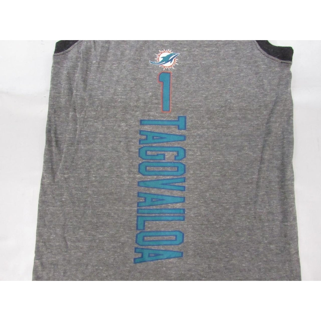 Miami Dolphins 1 Tua Tagovailoa Mens Size S Small Gray Muscle Shirt Image 4