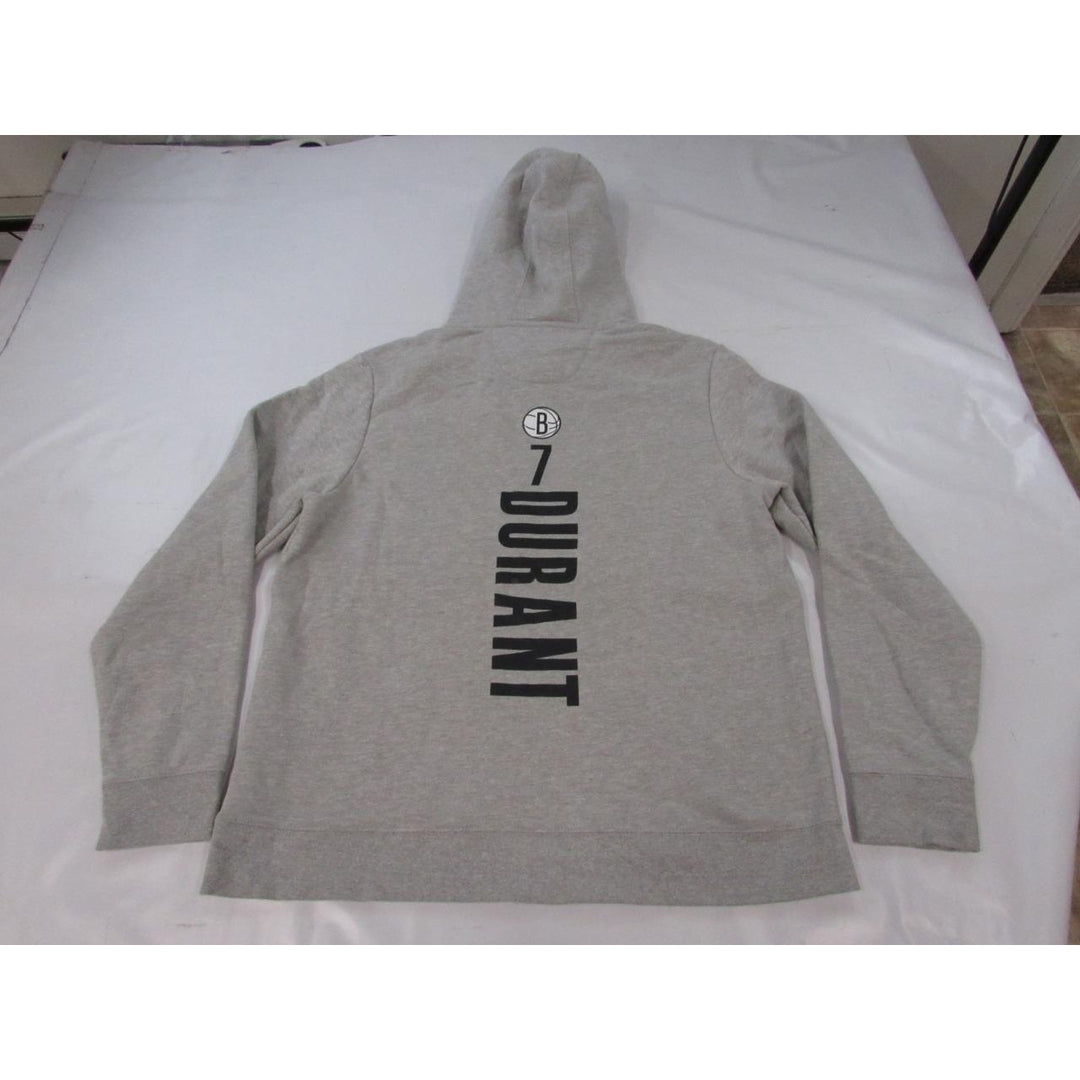 Brooklyn Nets 7 Kevin Durant Mens Size 4XL 4XLarge Heather Gray Hoodie Image 2