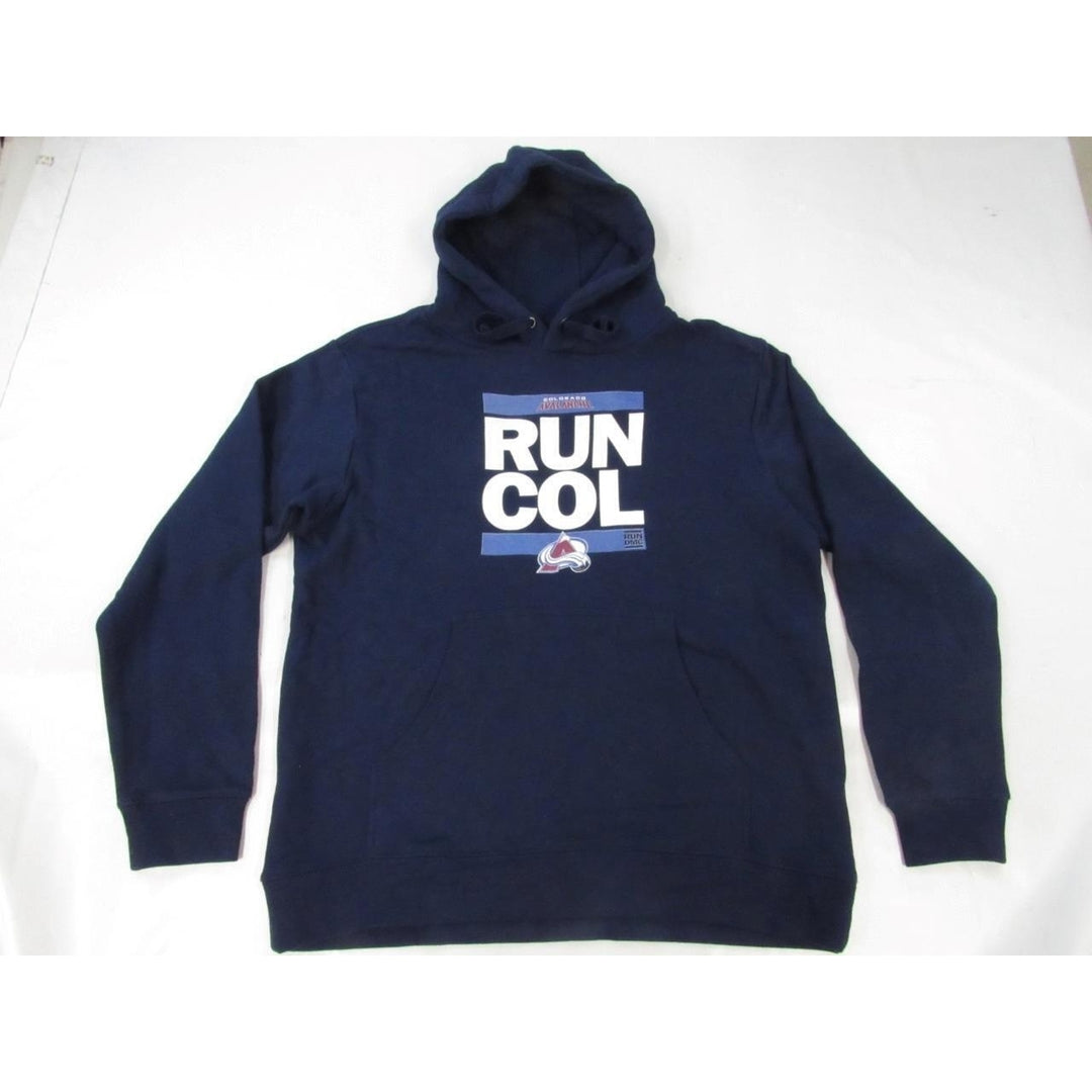 Colorado Avalanche Run Col Mens Size L Large Navy Blue Hoodie Image 1