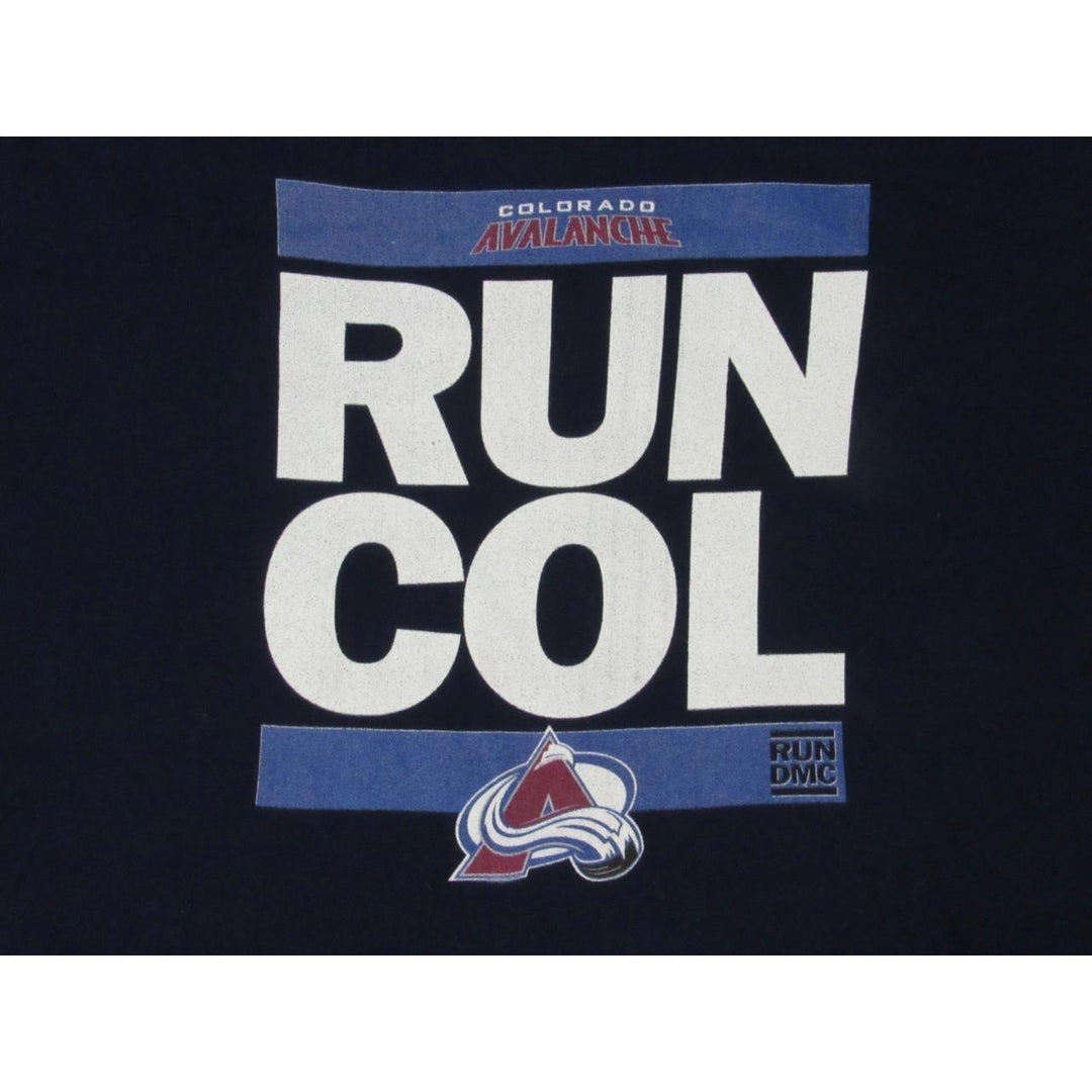 Colorado Avalanche Run Col Mens Size L Large Navy Blue Hoodie Image 3