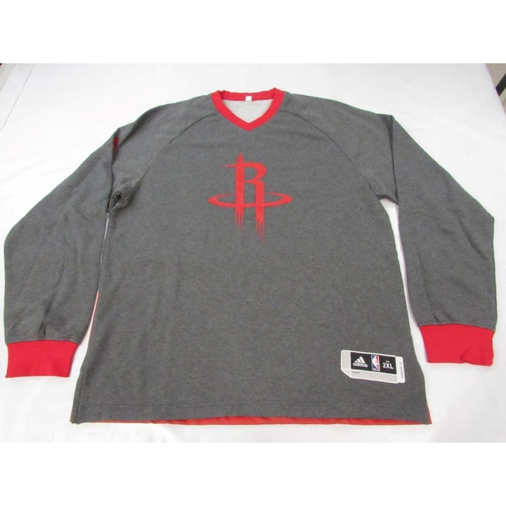 Houston Rockets Mens Size 2XL2 2XLarge2 Adidas Gray/Red Long Sleeve Shirt Image 1