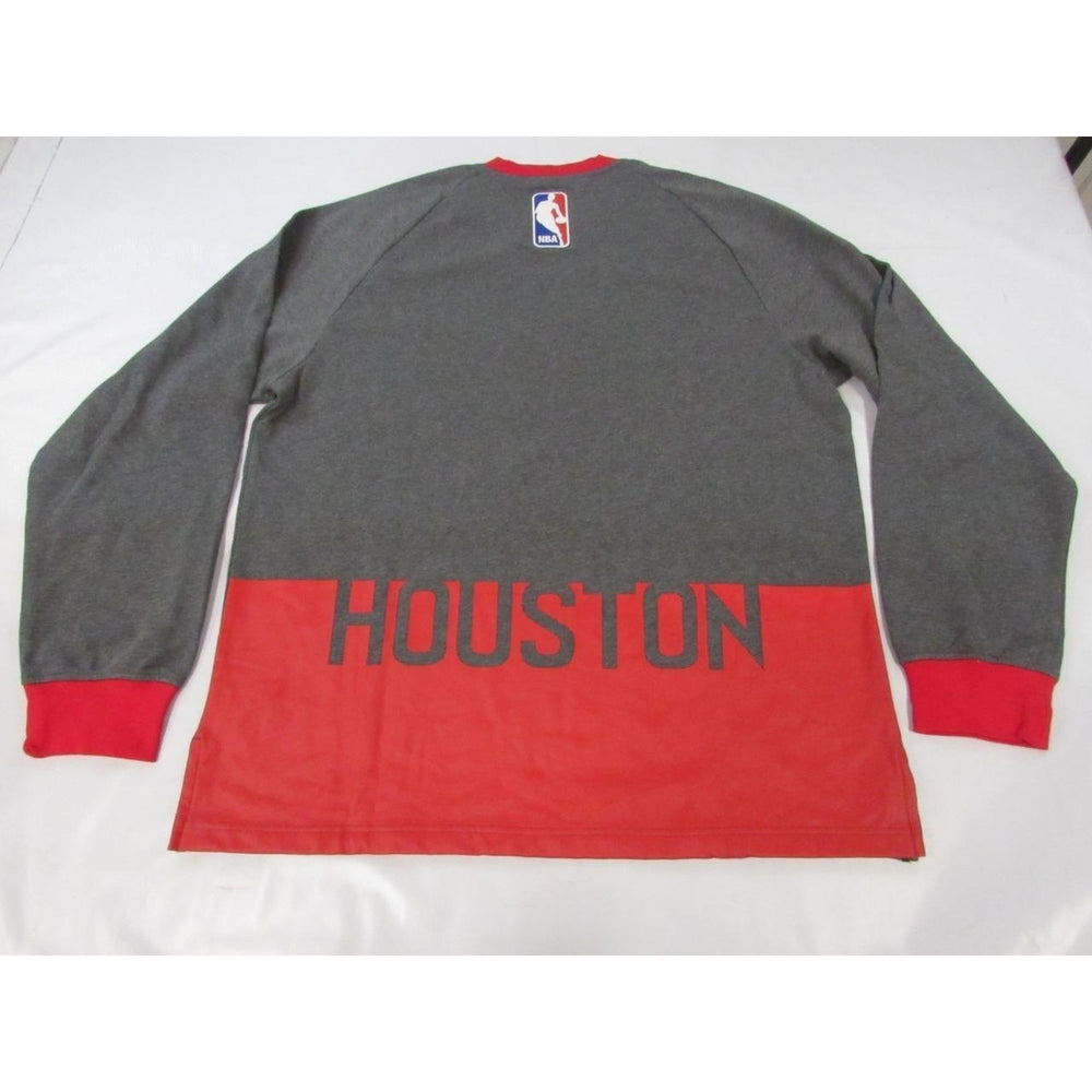 Houston Rockets Mens Size 2XL2 2XLarge2 Adidas Gray/Red Long Sleeve Shirt Image 2