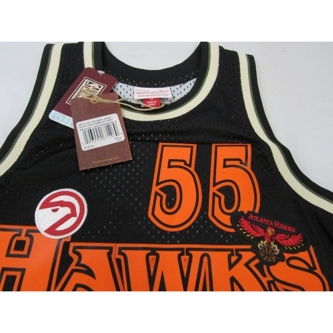 96-97 Dikembe Mutombo 55 Hawks Mens Mitchell and Ness Swingman Flight Jersey 155 Image 4