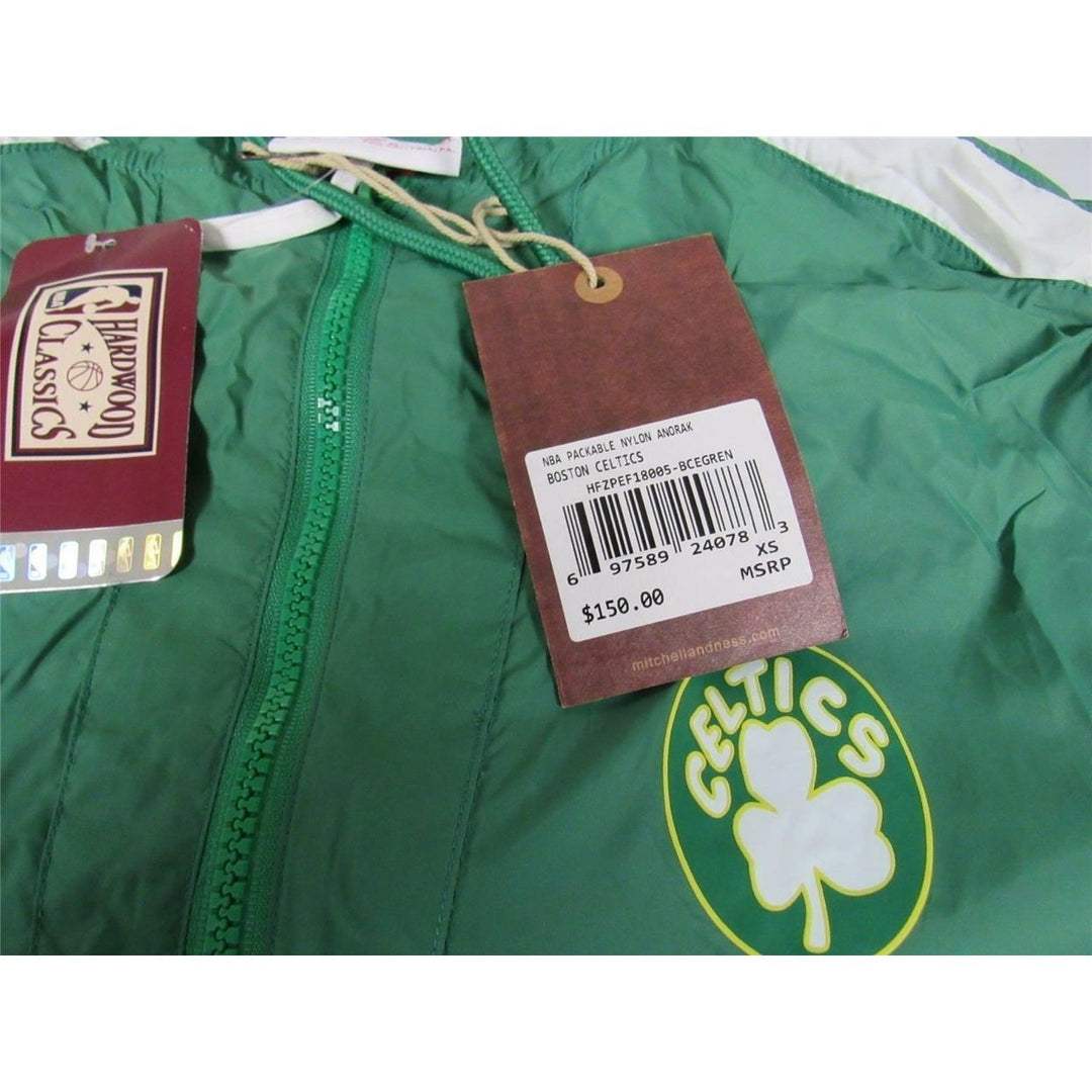 Boston Celtics Mens XS X-Small Half Zip Packable Windbreaker Jacket 150 Image 2