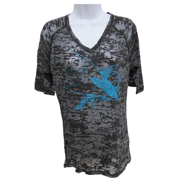 San Jose Sharks Womens Size XL Black G-III Burnout V-Neck Shirt Image 1