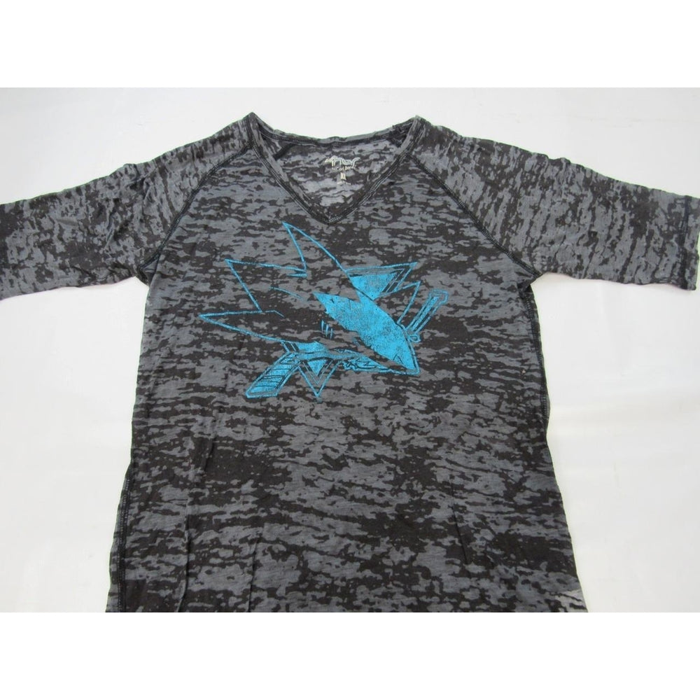 San Jose Sharks Womens Size XL Black G-III Burnout V-Neck Shirt Image 2