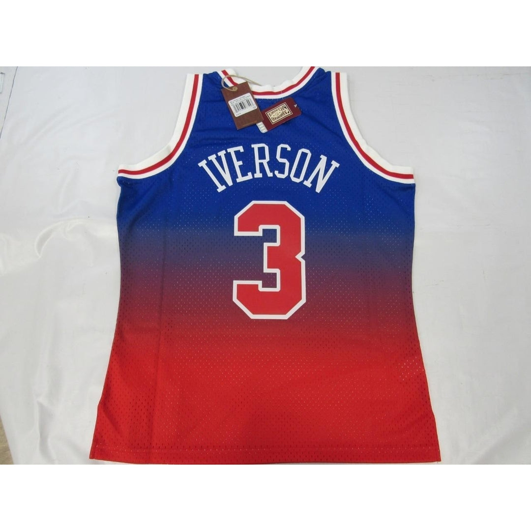 1996-97 Allen Iverson 3 Phila 76ers Mens L Mitchell and Ness Swingman Jersey 130 Image 3