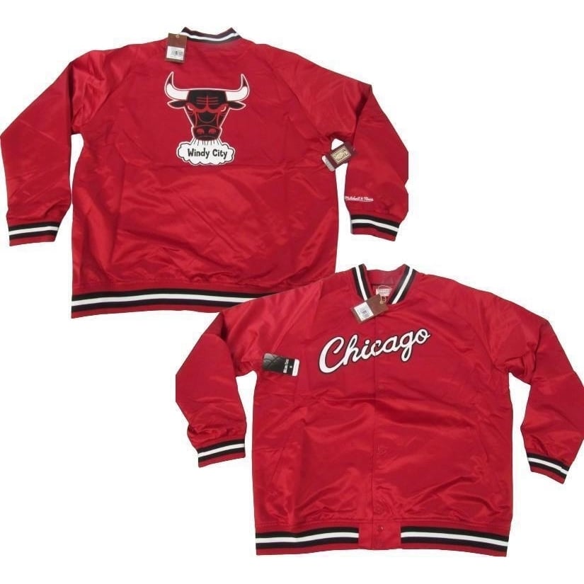 Chicago Bulls Mens 3XL Mitchell and Ness Satin Button Snap Red Jacket 125 Image 1