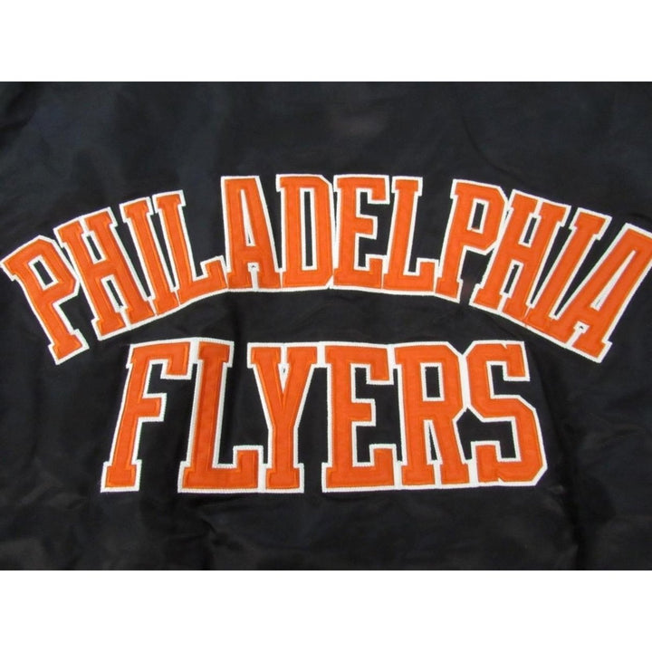 Philadelphia Flyers Mens Size L Large Satin Button Snap Black Starter Jacket Image 3