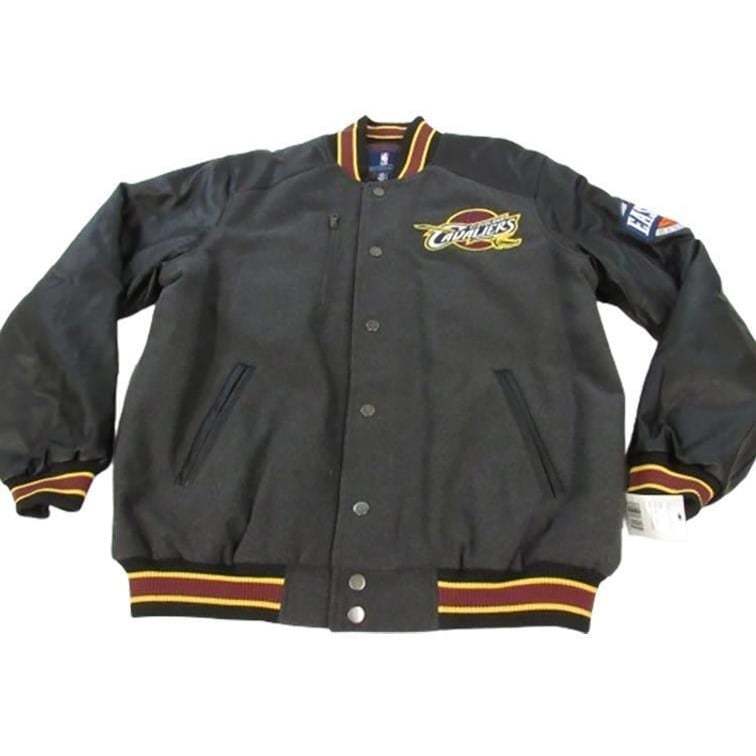 Cleveland Cavaliers Mens Size L Large Gray Lettermens Button Snap Jacket Image 1