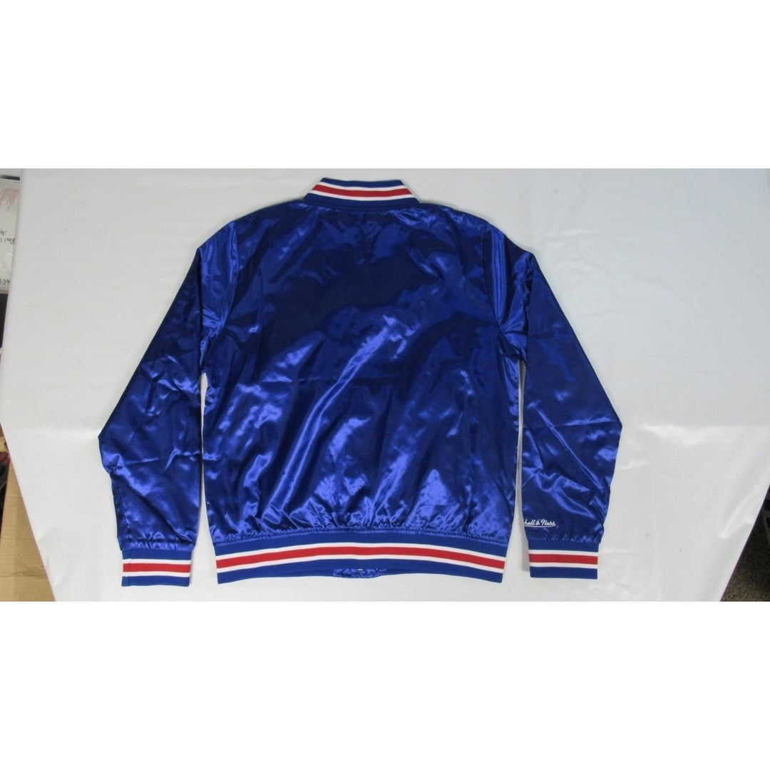 Philadelphia 76ers Mens M Medium Mitchell and Ness Satin Button Snap Light Jacket Image 2