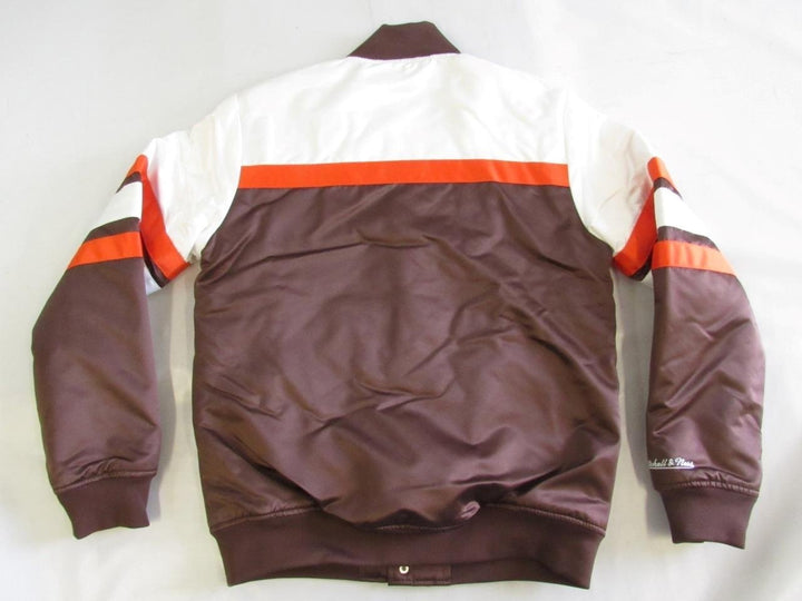 Cleveland Browns Mens S Small Mitchell and Ness 75th Satin Snap Jacket Coat 140 Image 2