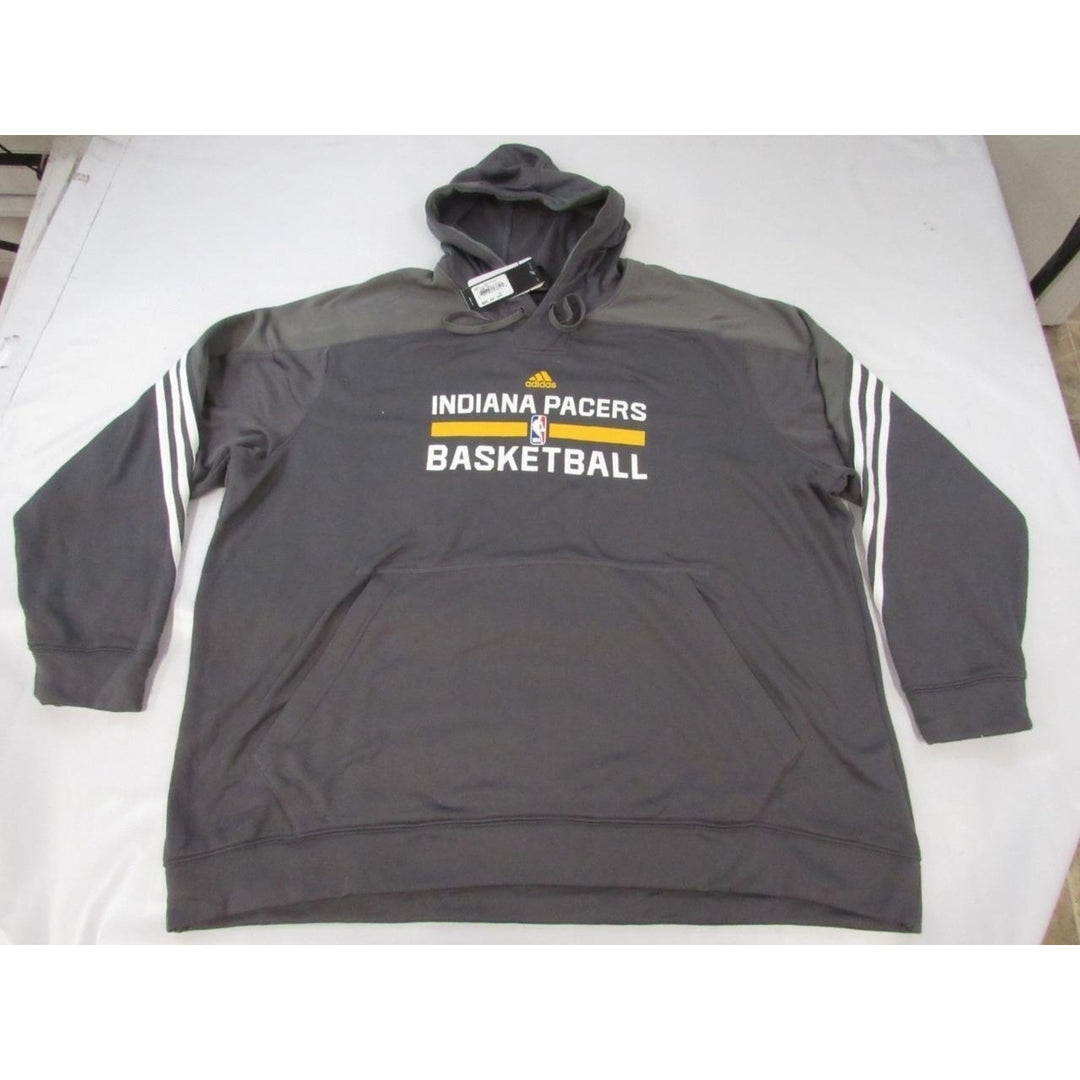 Indiana Pacers Basketball Mens Size 4XL 4XLarge Gray Adidas Hoodie 85 Image 1