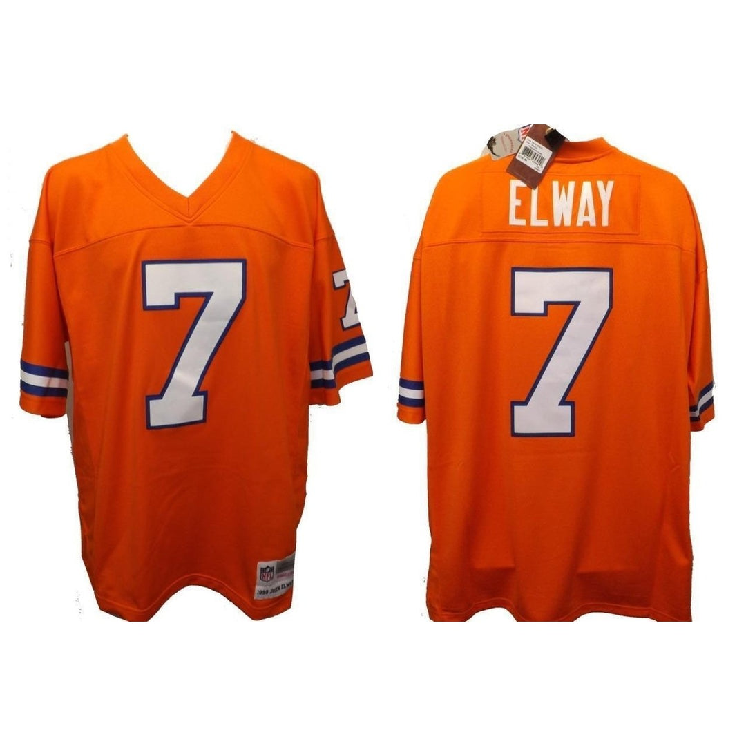 1990 John Elway 7 Broncos Mens M (40) Mitchell and Ness Legacy Orange Jersey 150 Image 3