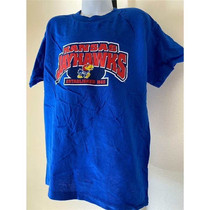 Kansas Jayhawks Youth Size M Medium Blue Shirt Image 3