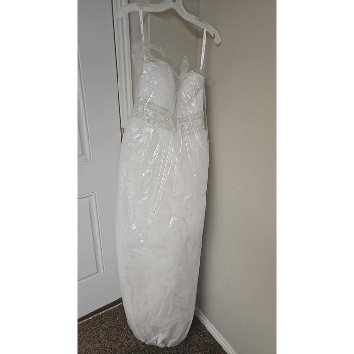 Strapless White Wedding Dress Womens Size 8 Oleg Cassini Davids Bridal 850 Image 4