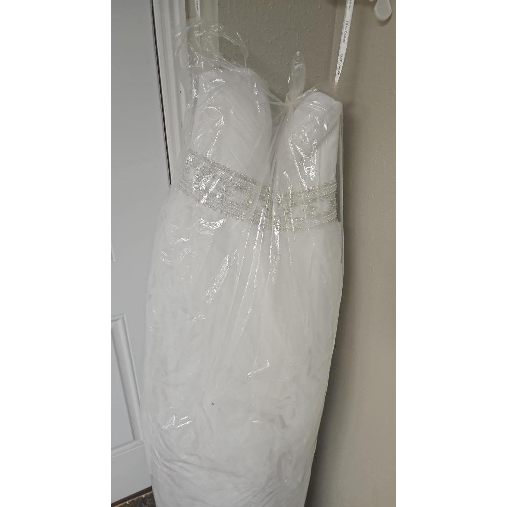 Strapless White Wedding Dress Womens Size 8 Oleg Cassini Davids Bridal 850 Image 4