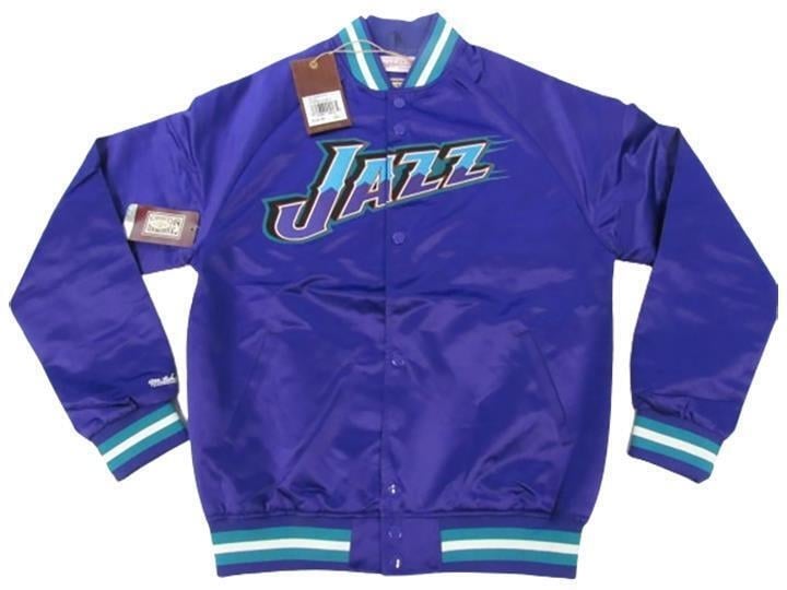 Utah Jazz Mens S Small Mitchell and Ness Satin Button Snap Light Jacket 120 Image 1