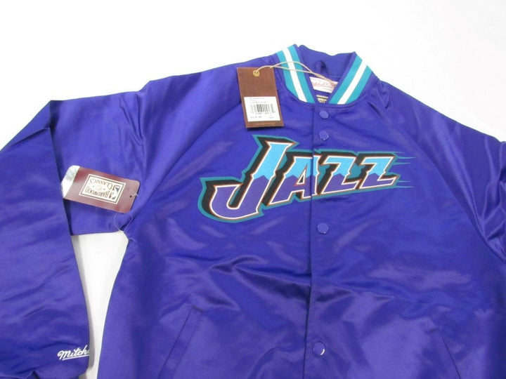 Utah Jazz Mens S Small Mitchell and Ness Satin Button Snap Light Jacket 120 Image 2