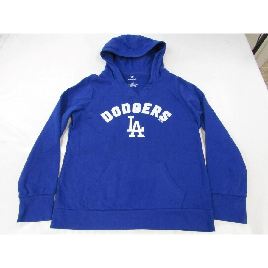 Los Angeles Dodgers 50 Mookie Betts Womens Size L Blue V-Neck Hoodie Image 1