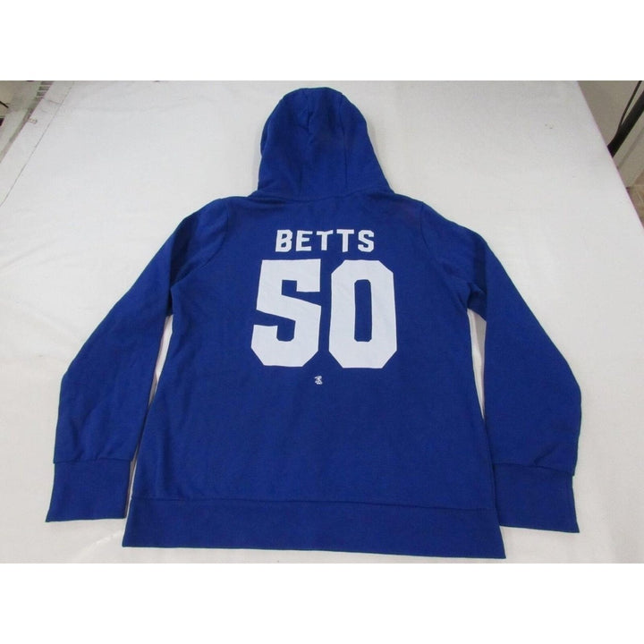 Los Angeles Dodgers 50 Mookie Betts Womens Size L Blue V-Neck Hoodie Image 2