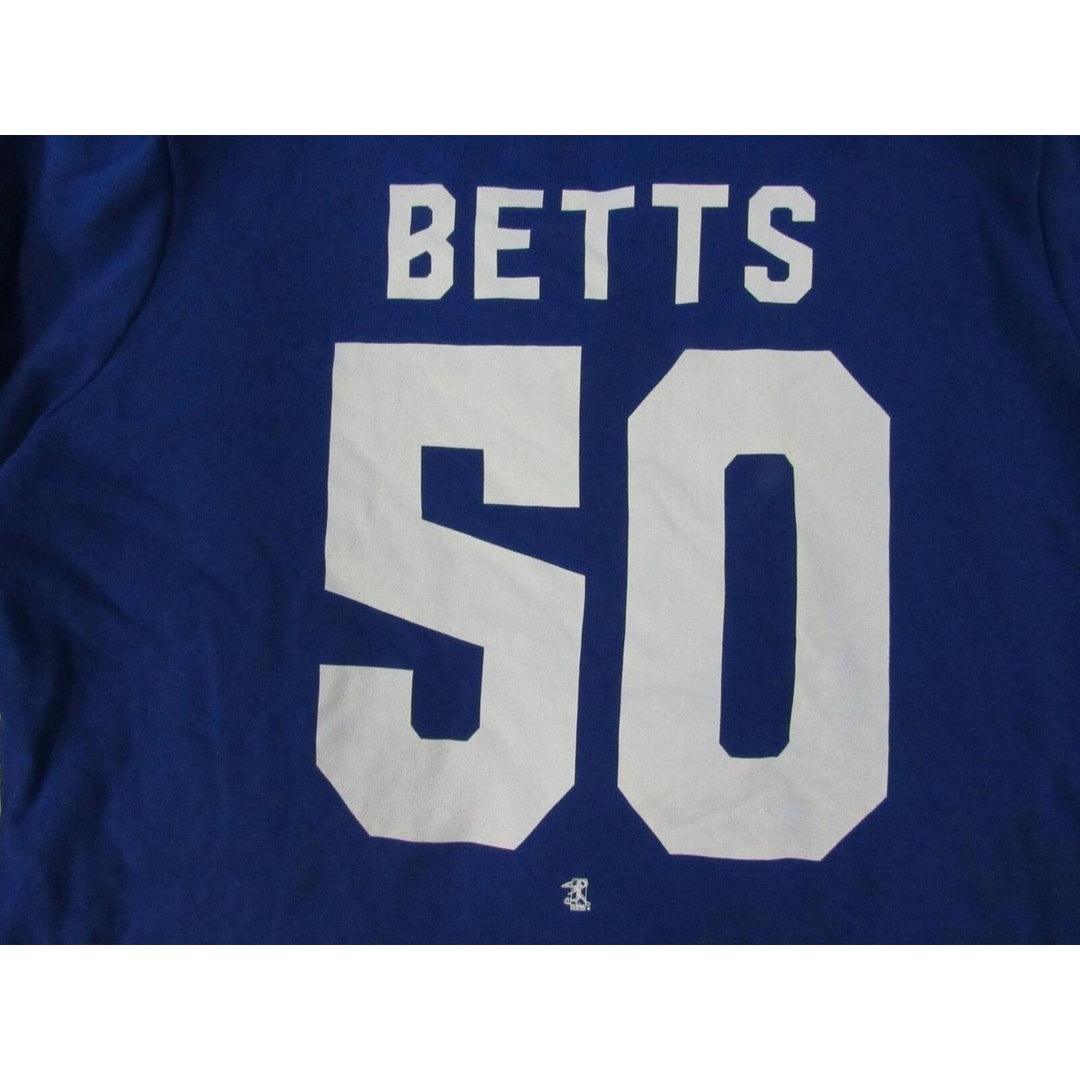 Los Angeles Dodgers 50 Mookie Betts Womens Size L Blue V-Neck Hoodie Image 4