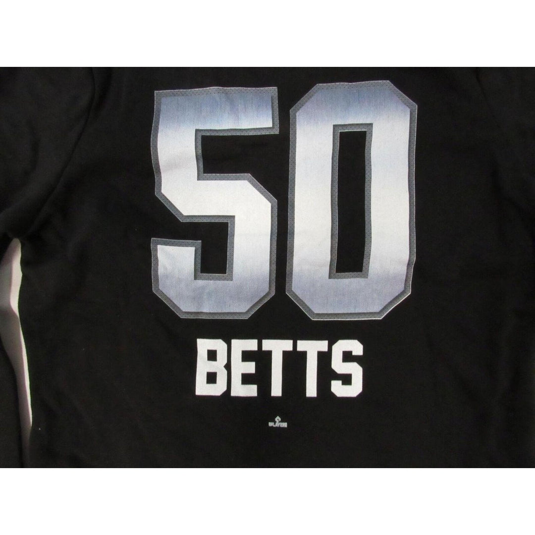 Los Angeles Dodgers 50 Mookie Betts Womens Size M Black V-Neck Hoodie Image 4