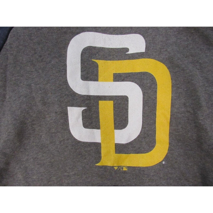 San Diego Padres Mens Size S Heather Gray/Blue Soft Hoodie Image 3