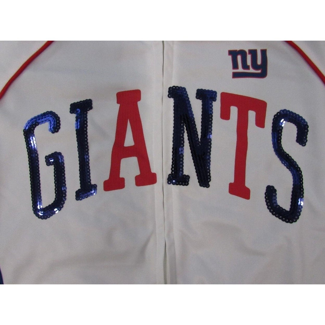 York Giants Womens Size M White Blue Polyester Full-Zip Jacket Image 3