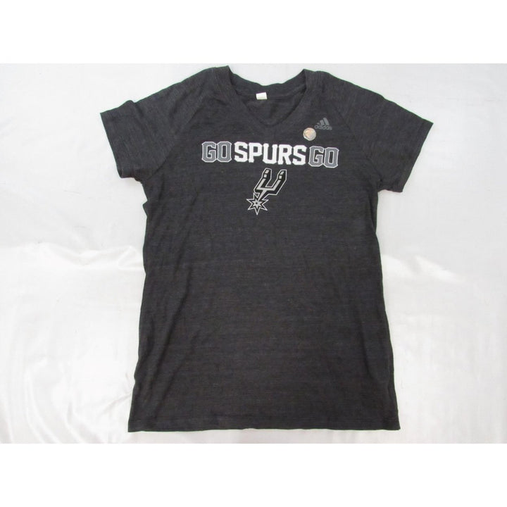 San Antonio Spurs "Go Spurs Go" Basketball Womens Size L Large Grey Shirt Image 1