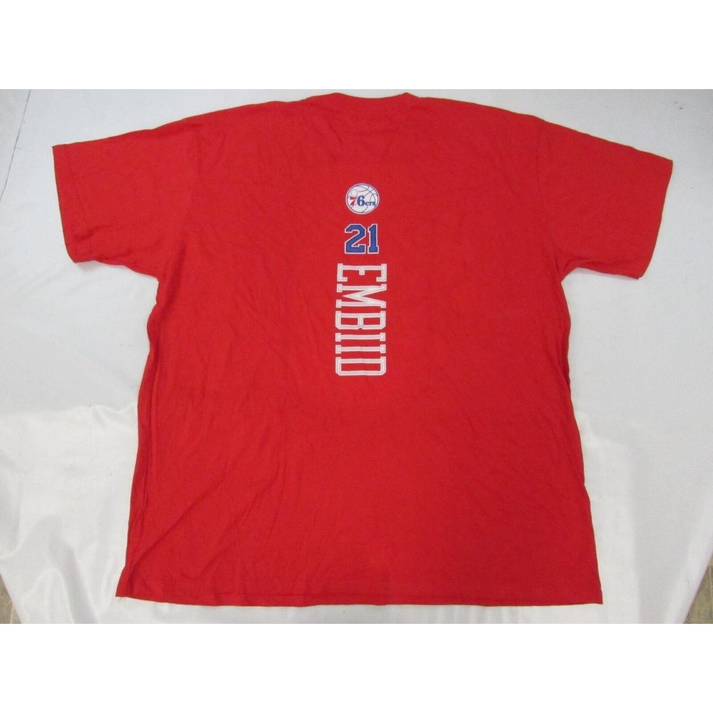 Philadelphia 76ers 21 Joel Embiid Mens Size 3XL 3XLarge Red Shirt Image 2