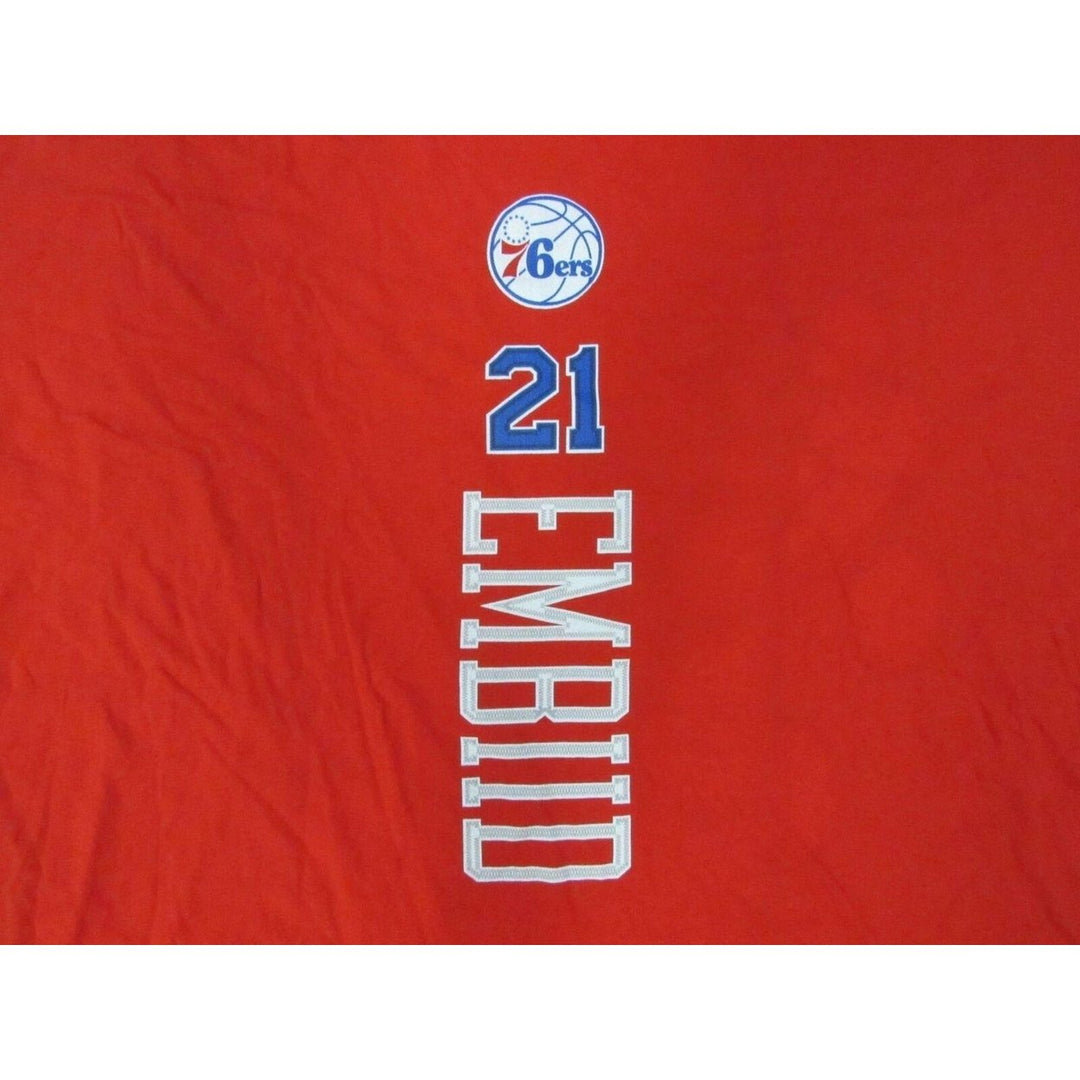 Philadelphia 76ers 21 Joel Embiid Mens Size 3XL 3XLarge Red Shirt Image 4