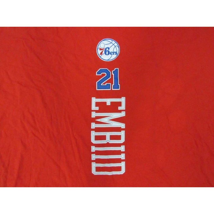 Philadelphia 76ers 21 Joel Embiid Mens Size 3XL 3XLarge Red Shirt Image 4