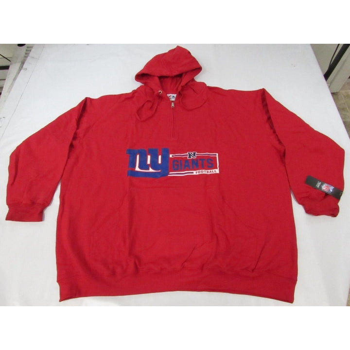 York Giants Football Mens Size 4XL Red Majestic 1/4 Zip Pullover Hoodie Image 1